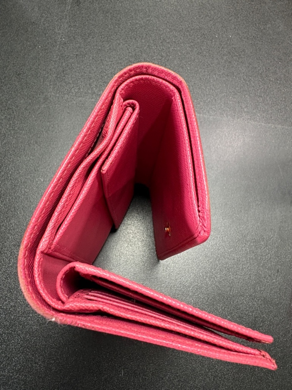 Prada Hot Pink Saffiano Leather Wallet with Gold Logo - Picture 6 of 12